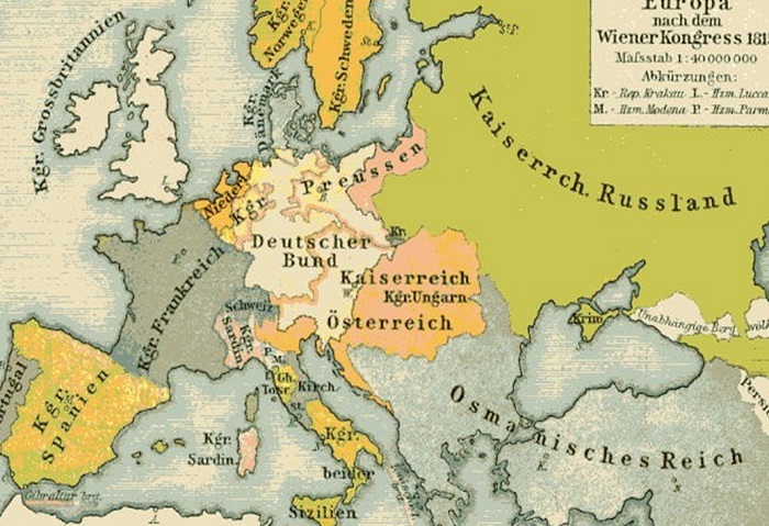Европа после Венского конгресса (карта):